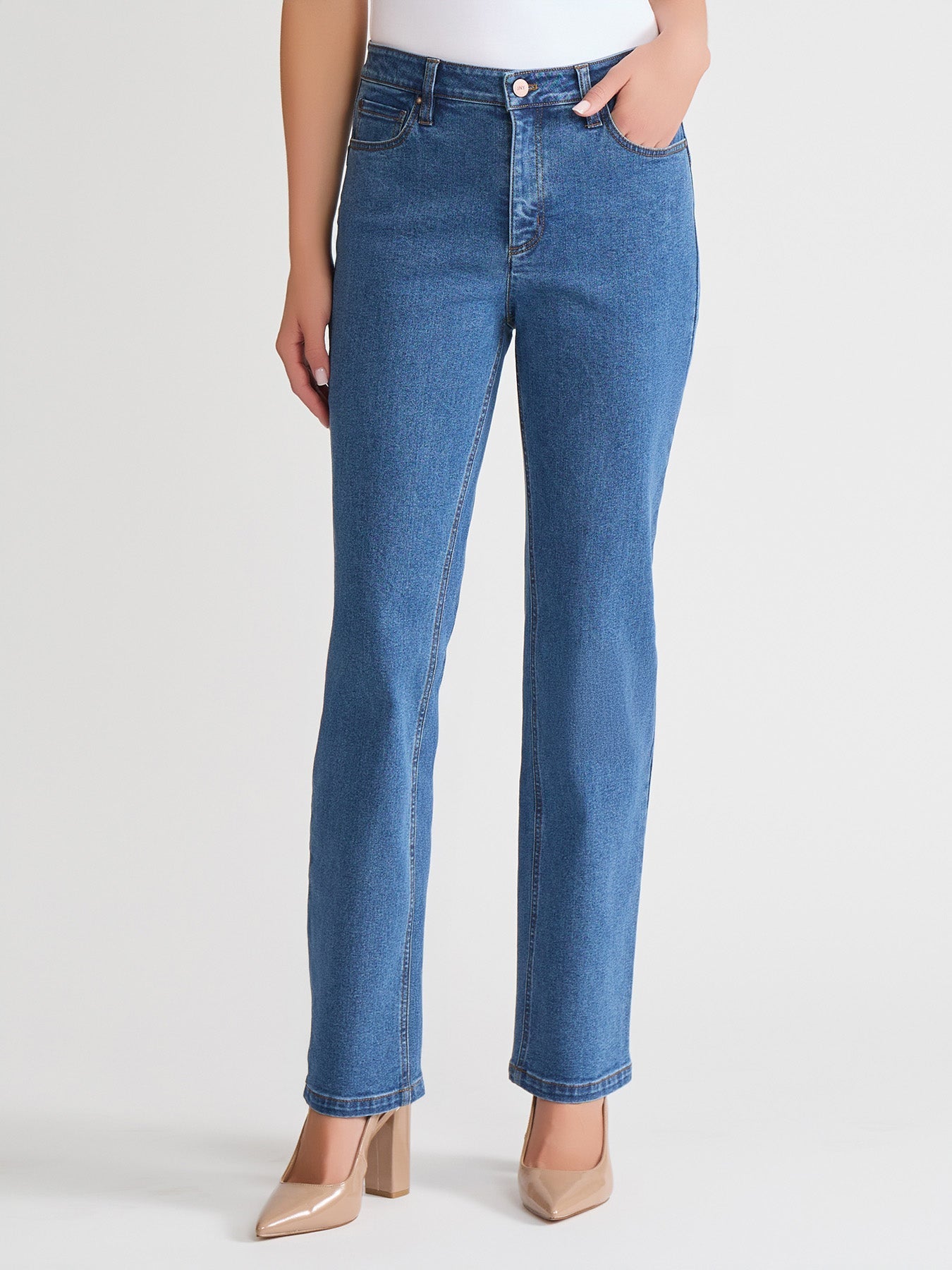 Petite Lexington Straight Leg Jeans, Oasis Wash