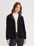 Mock Neck Zip-Front Velour Jacket