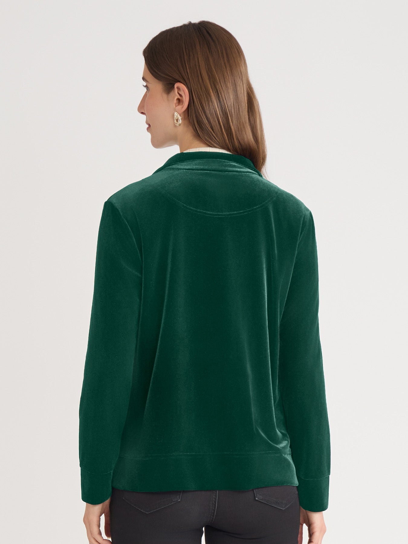 Mock Neck Zip-Front Velour Jacket