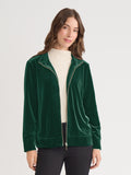 Mock Neck Zip-Front Velour Jacket
