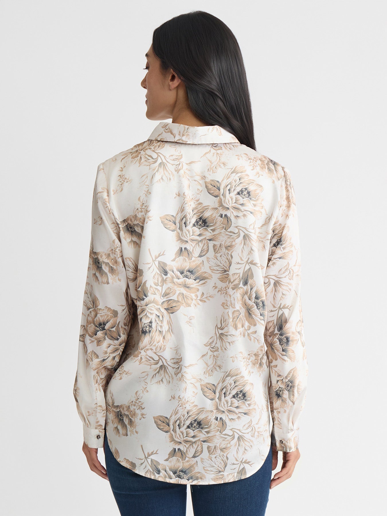 Button Down Blouse, Satin Twill