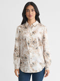 Button Down Blouse, Satin Twill