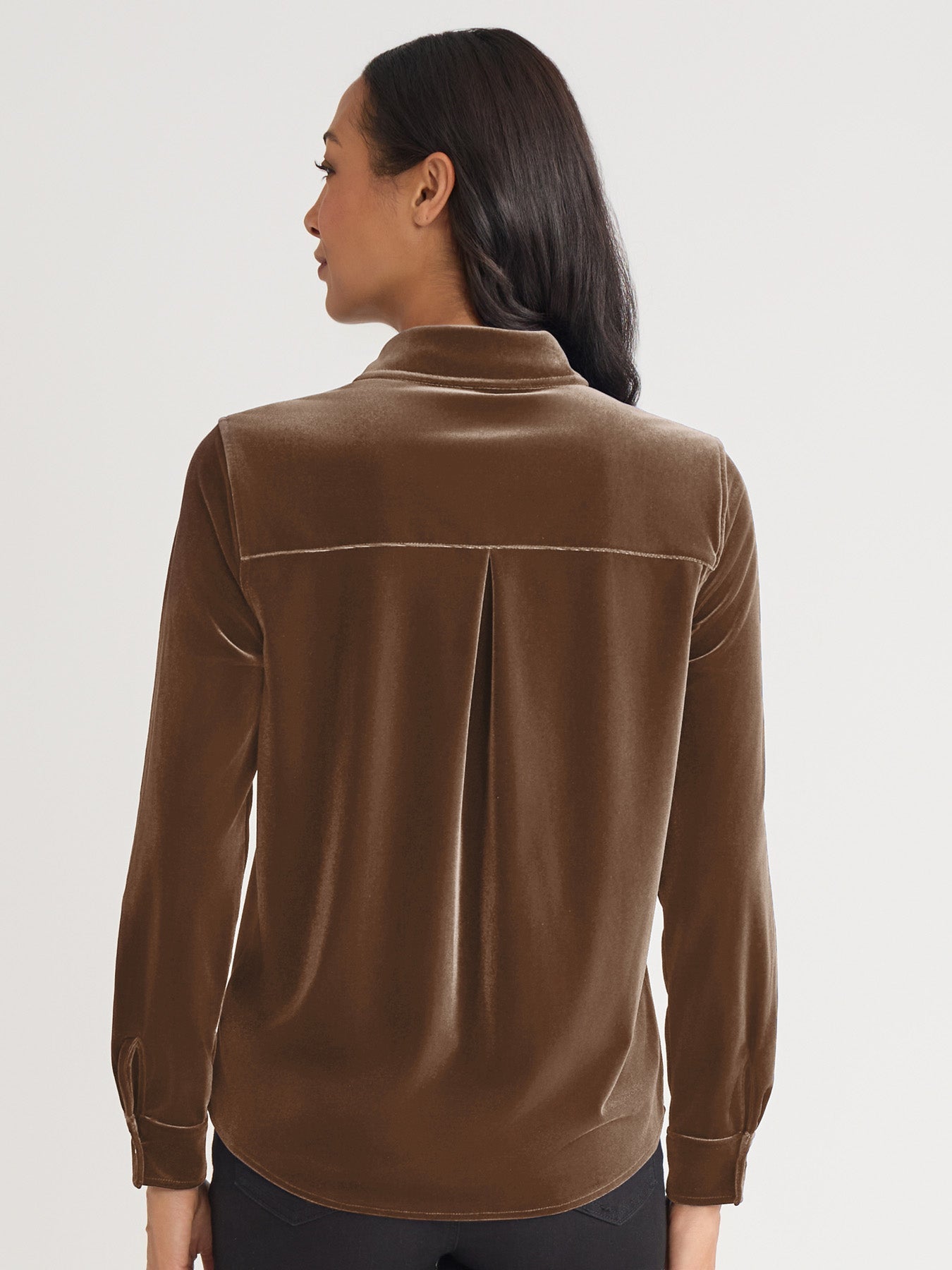 Button-Front Velour Utility Shirt