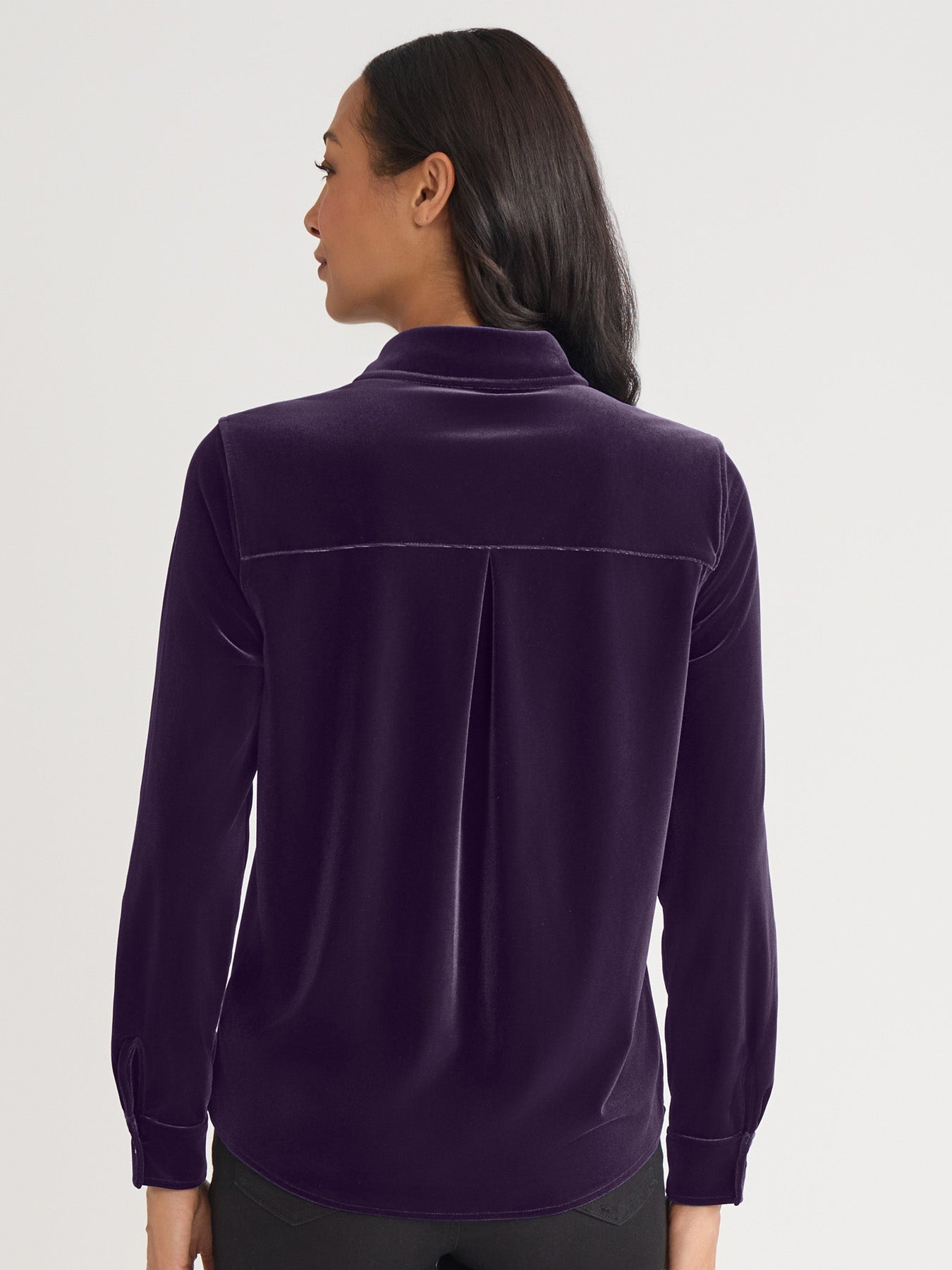 Button-Front Velour Utility Shirt