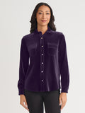 Button-Front Velour Utility Shirt