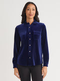 Button-Front Velour Utility Shirt