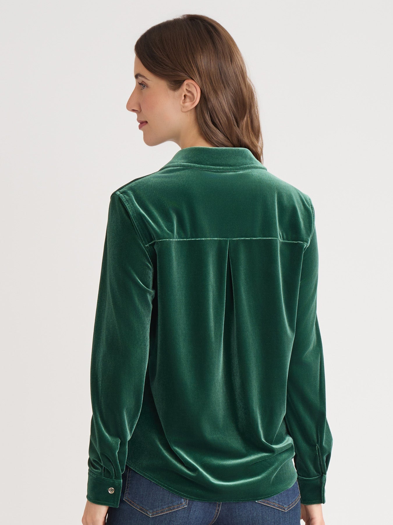 Button-Front Velour Utility Shirt