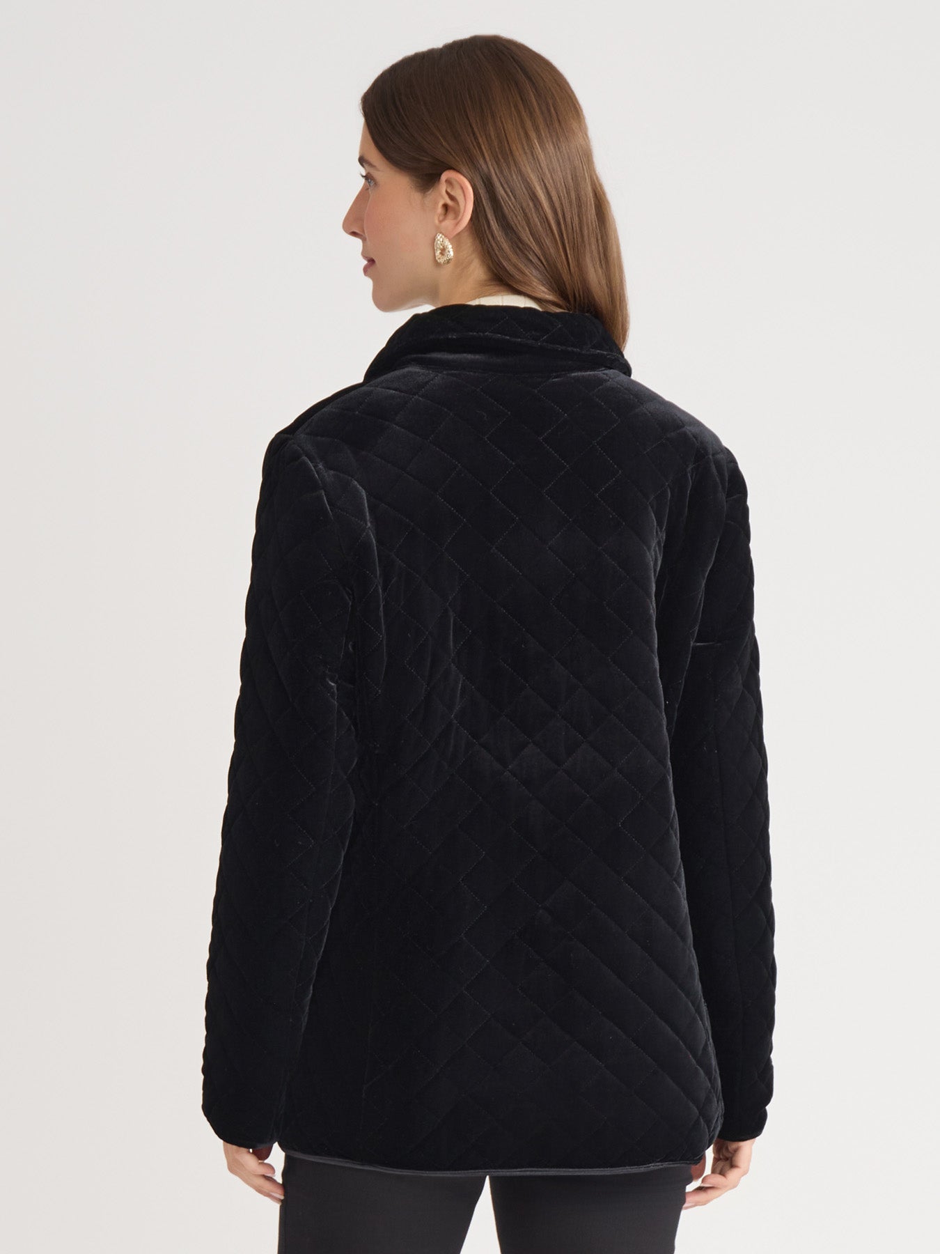 Petite Snap Front Quilted Jacket, Velvet