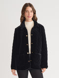 Snap Front Quilted Jacket, Velvet
