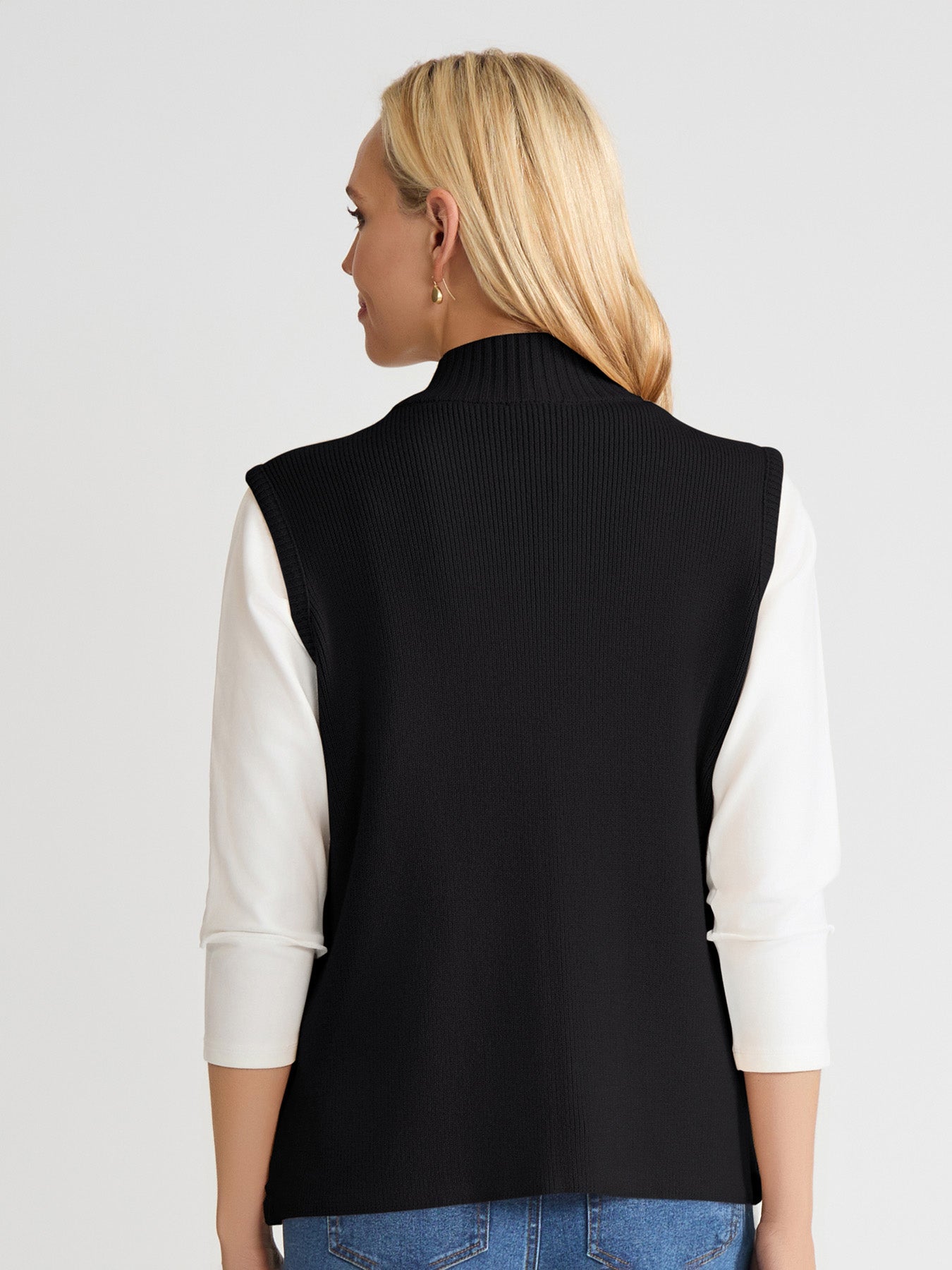 Zip-Front Cable Knit Puffer Vest