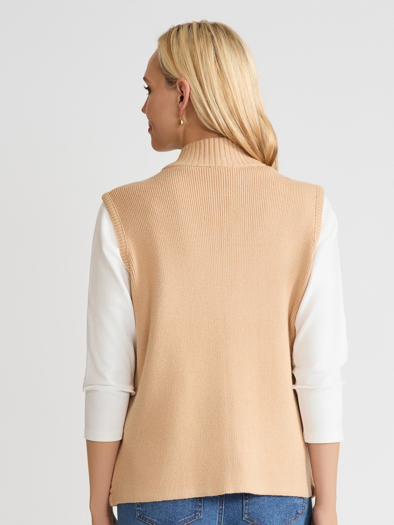 Zip-Front Cable Knit Puffer Vest