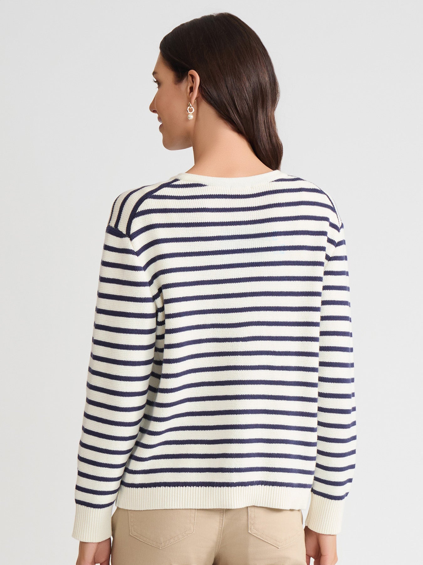 Button Front Stripe Cardigan