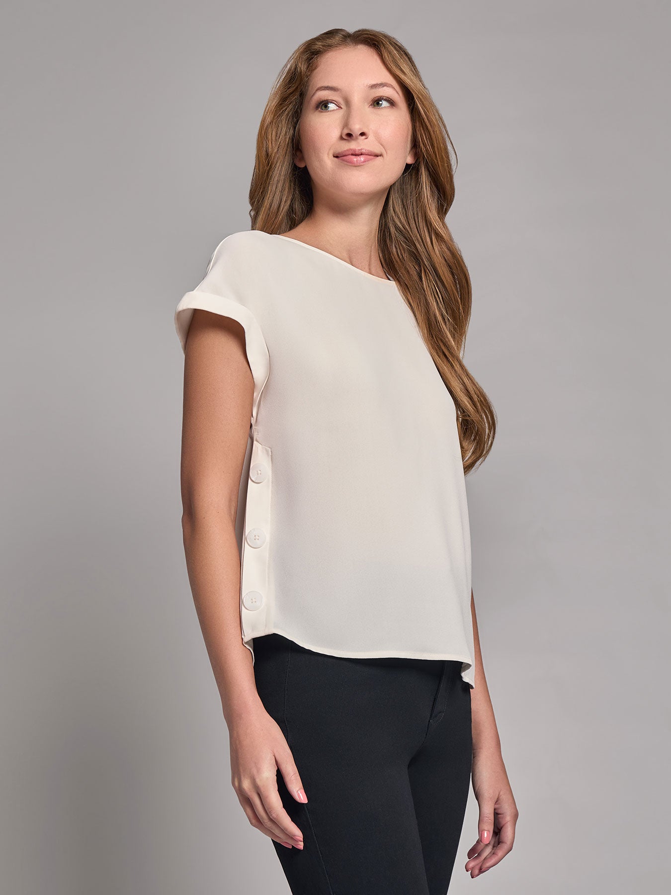 Button Detail Blouse, Jasper Crepe